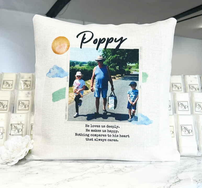 Bundle: Cushion, Chopping Board and 19cm Photo Slate - Image 2