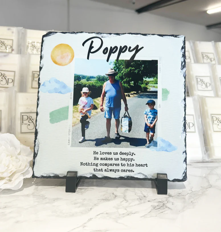 Bundle: Cushion, Chopping Board and 19cm Photo Slate - Image 4