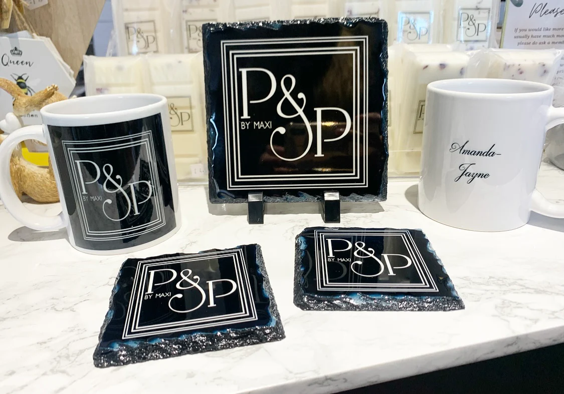2 Mugs & 2 Coasters and 14cm Slate - Business Meeting Pack (Personalised) - Image 5