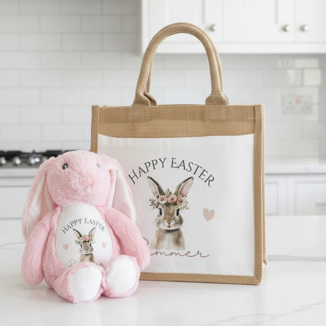 Floral Bunny Teddy and Tote bag Bundle