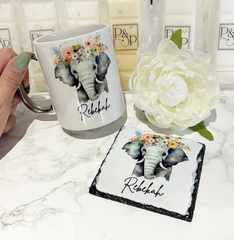 Elephant Mug and Coaster Set