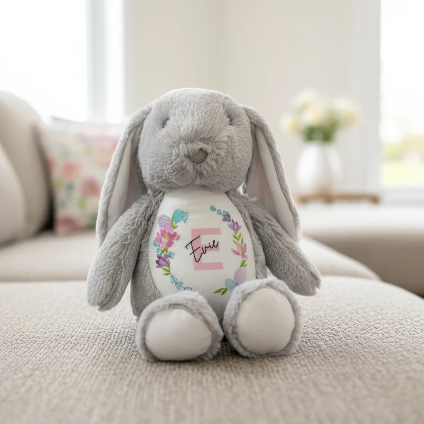 Floppy Rabbit Plush Teddy - Easter Wreath
