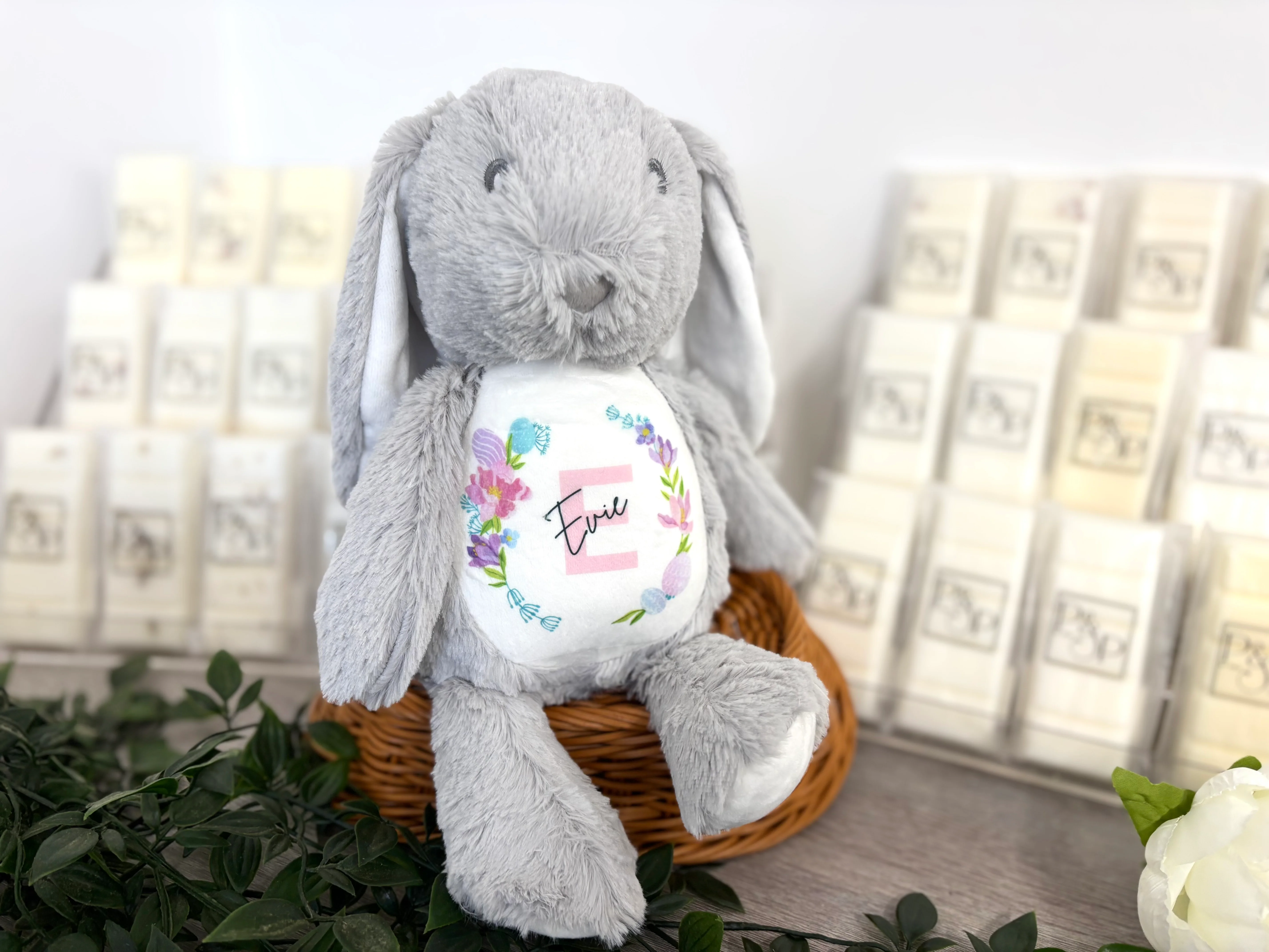 Floppy Rabbit Plush Teddy - Easter Wreath - Image 2