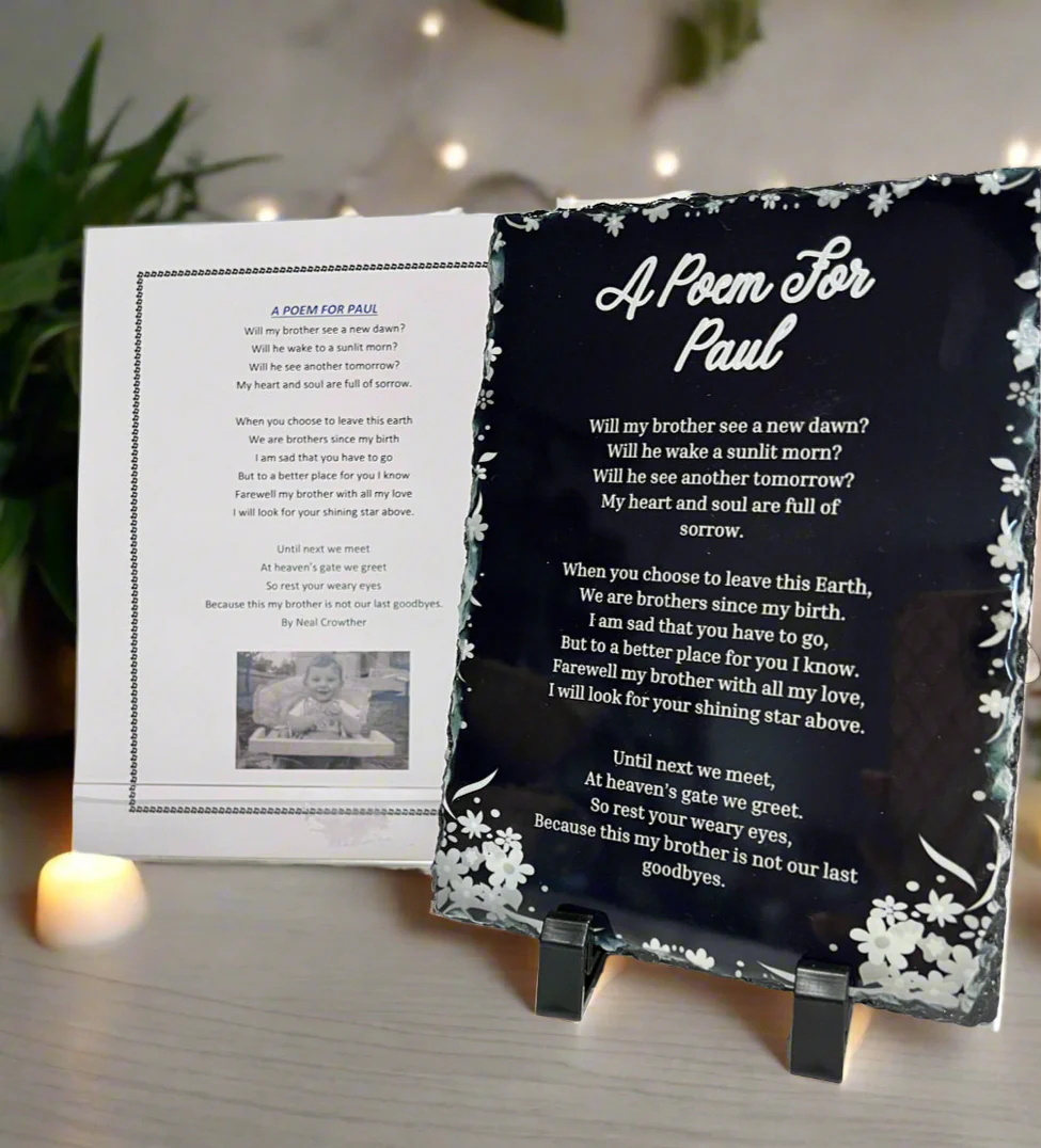 Memorial lyrics/ Poem slate - Rectangle - Image 2