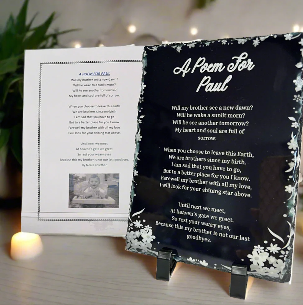 Memorial lyrics/ Poem slate - Rectangle - Image 3