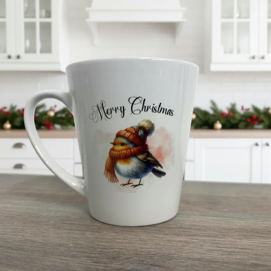 Red Scarf Robin Mini Latte Mug