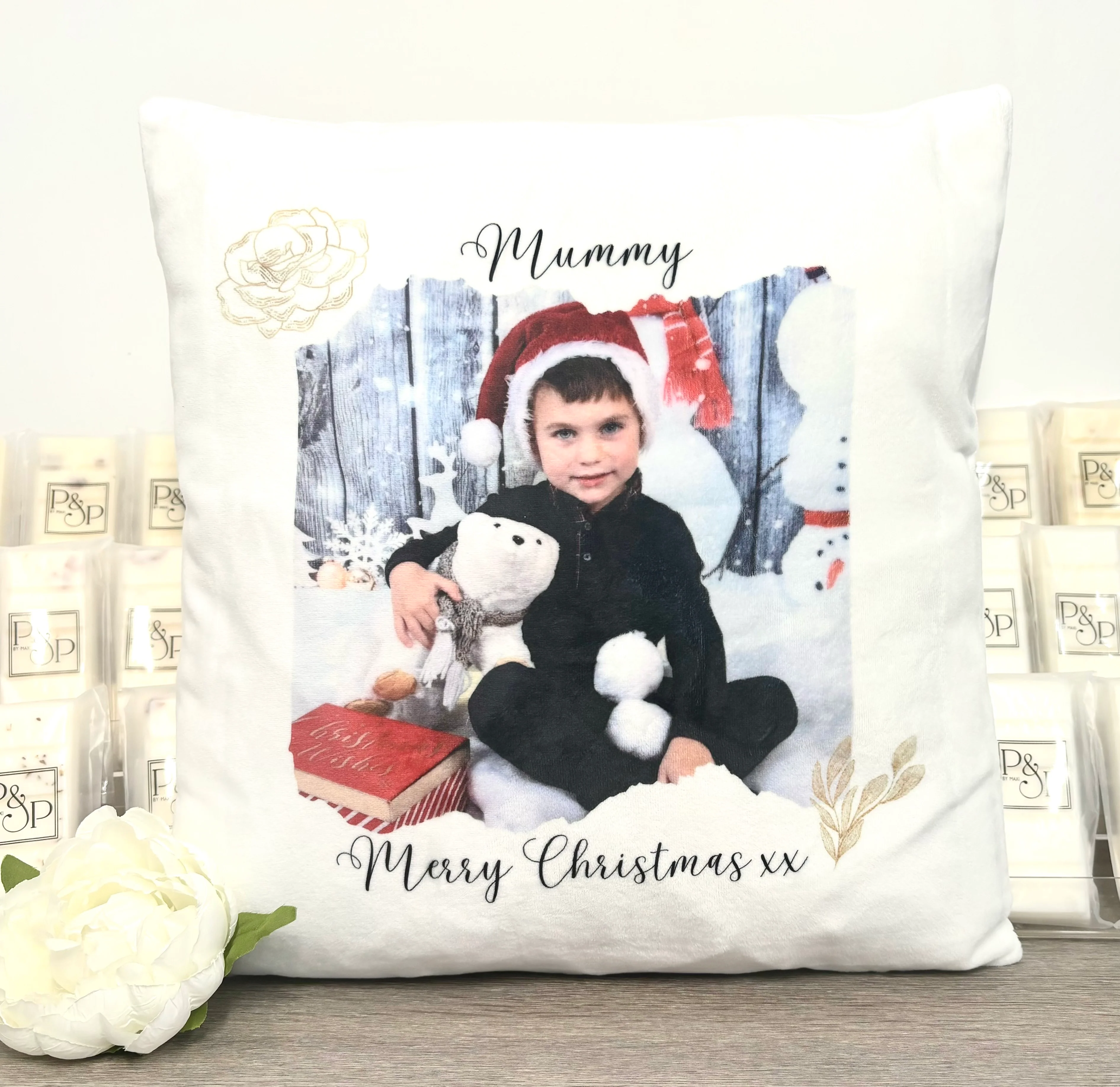 Photo and Text with Rose Cushion 40cm - Image 9