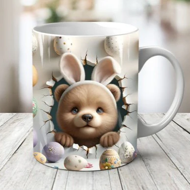 Plastic/ Polymere Bear Easter Peakaboo Mug