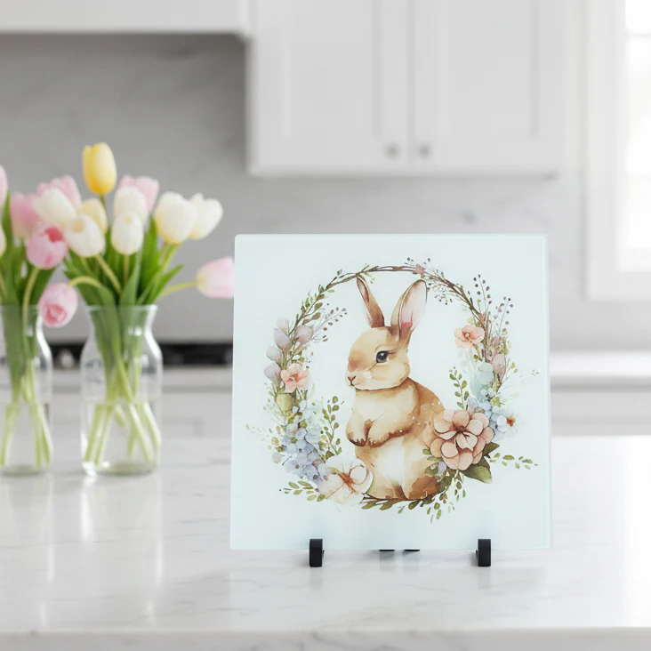 Rabbit / Wreath 30cm Chopping Board / Splashback