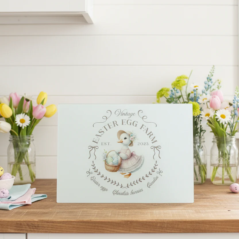 Vintage Spring Duck Chopping Board A3 - Image 2