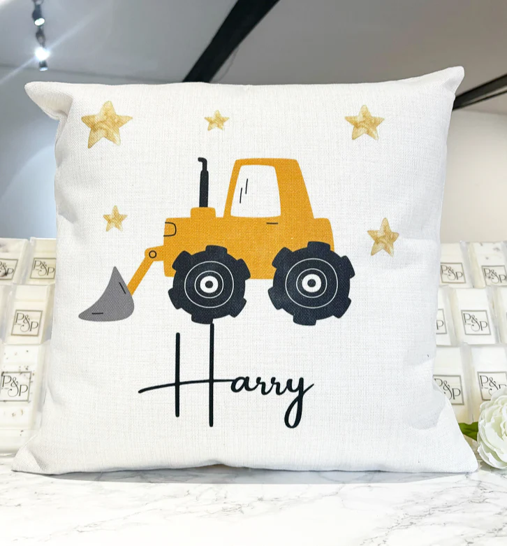 Yellow Tractor Cushion 45x45cm - Image 2