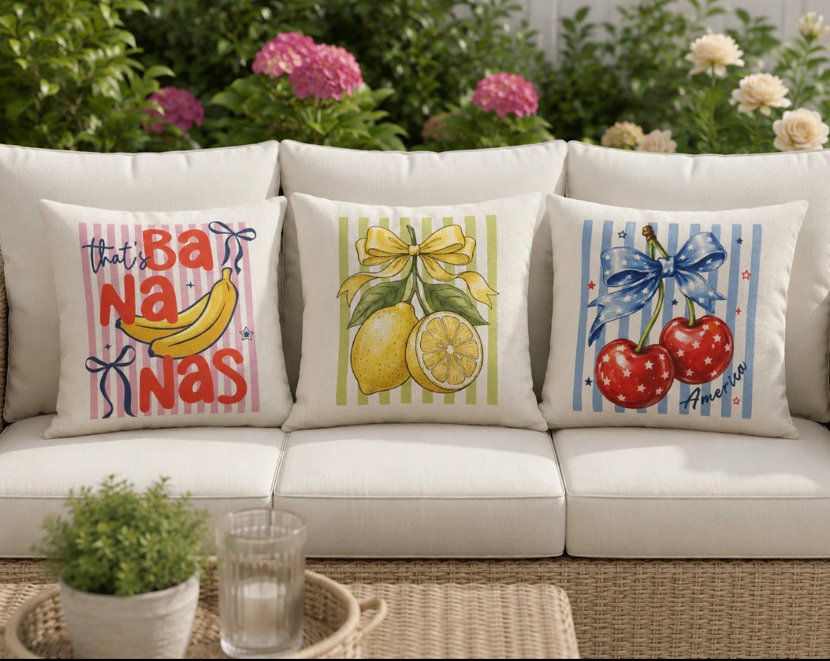Trio Retro Fruit Cushions