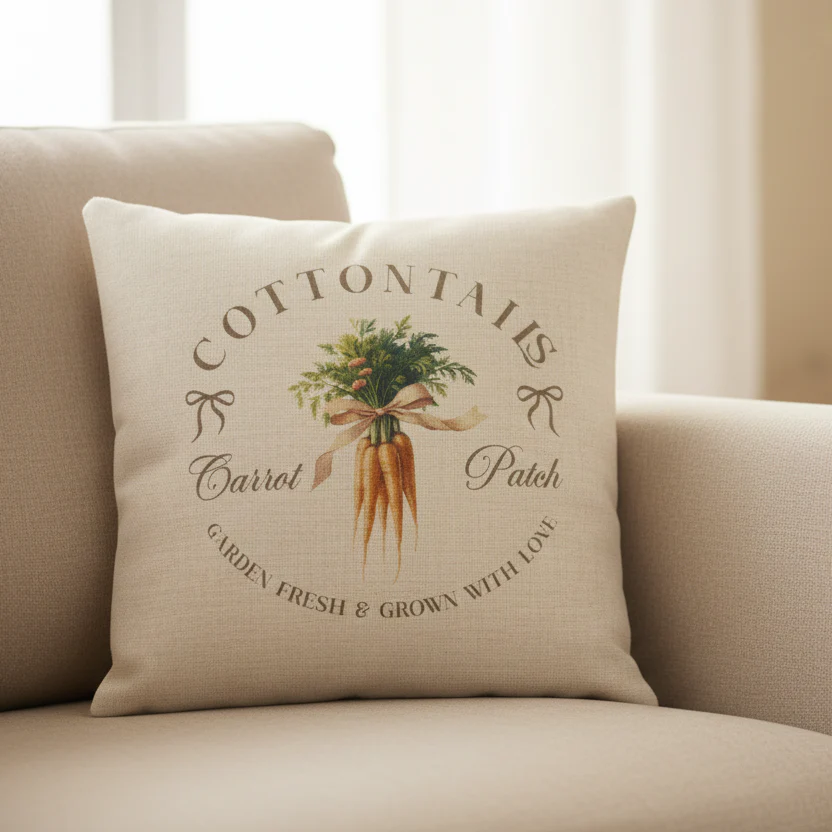 Vintage Spring Carrot Design Cushion - Image 2